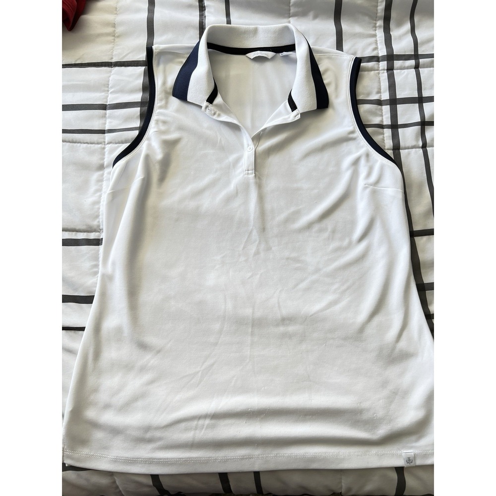 Lady Hagen Top Pique Trim Collared Tank Golf Sleeveless Fitted Sport Pickle Ball